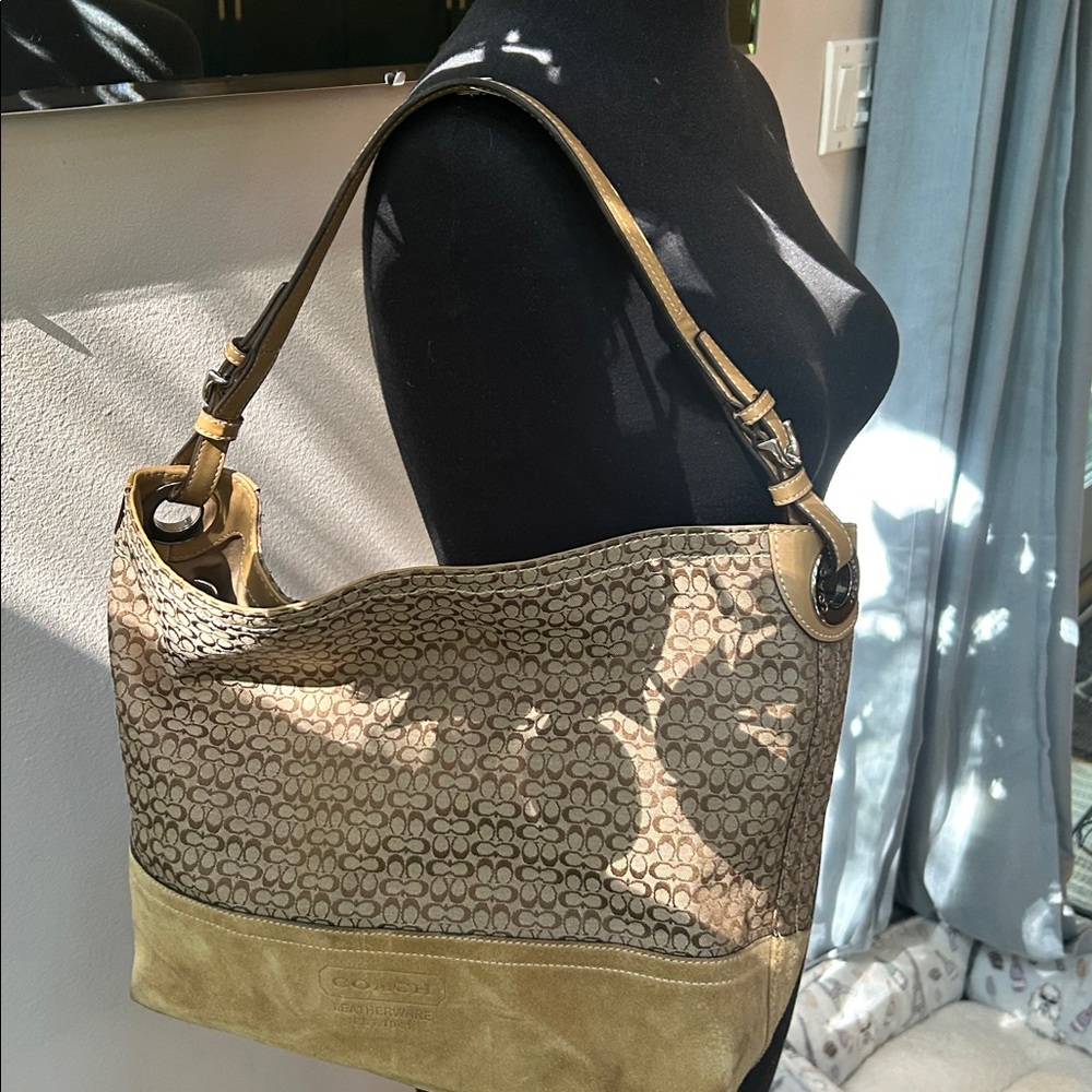 BEAUTIFUL VINTAGE COACH Signature Brown and Tan Canvas and Suede Leatherware 🤎🤎